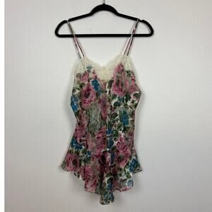 Victoria's Secret Vintage Gold Label Lace Satin Floral Nightie Slip Dress Small